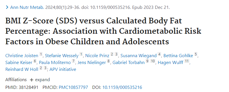 BMI Z-Score (SDS) versus Calculated Body Fat Percentage publication image
